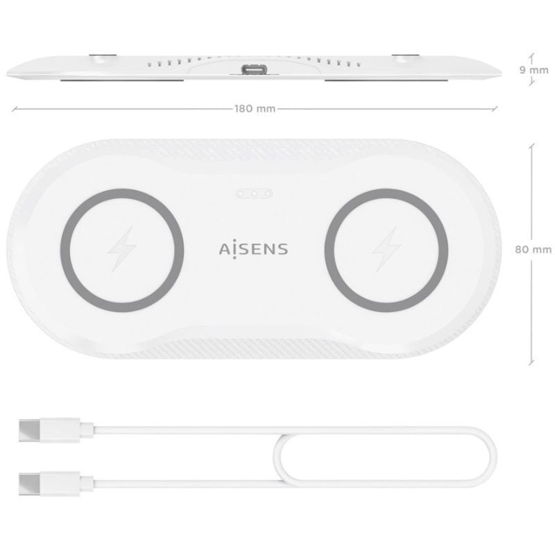 Base de Carregamento sem Fios Aisens Asch-15w2wc059-w / 15W / Branco