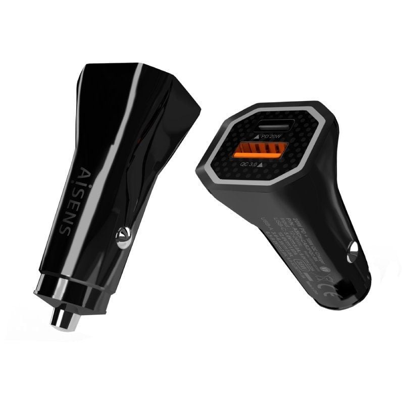 Carregador de Isqueiro Aisens Asch-car2pqc-bk / 1xusb-tipo C / 1xusb / 38W