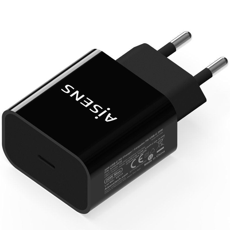 Carregador de Parede Aisens A110-0538 / 1xusb Type-c Pd3.0 / 20W / Preto