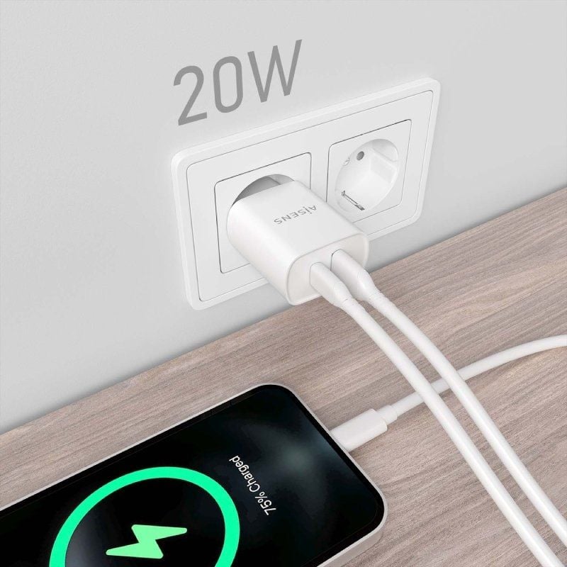 Carregador de Parede Aisens A110-0754 / 1xusb Type-c / 1xusb / 20W