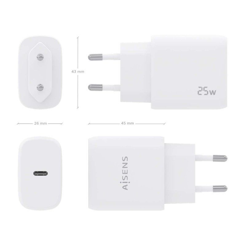 Carregador de Parede Aisens A110-0756 / 1xusb Type-c / 25W