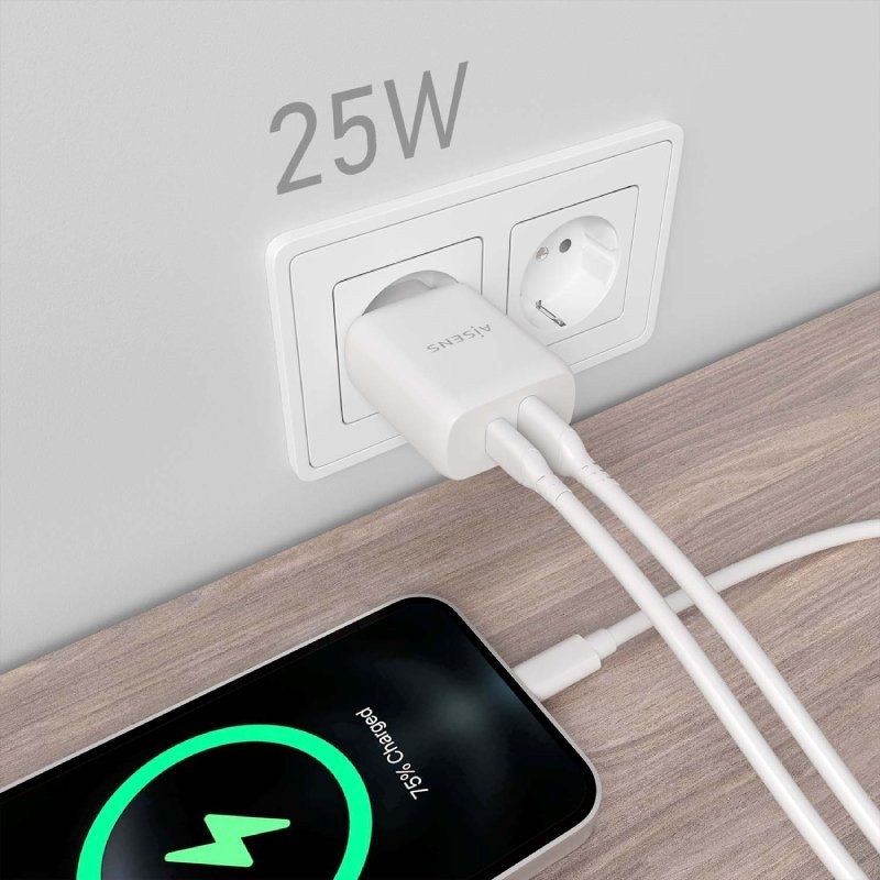 Carregador de Parede Aisens A110-0758 / 1xusb Type-c / 1xusb / 25W