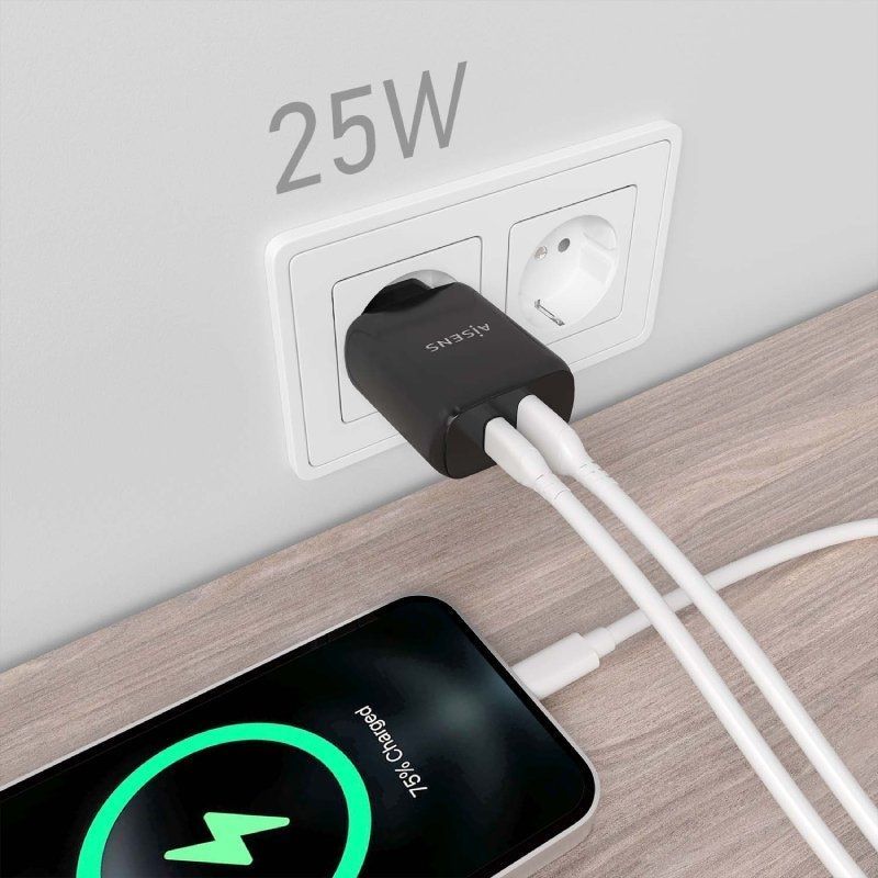 Carregador de Parede Aisens A110-0759 / 1xusb Type-c / 1xusb / 25W