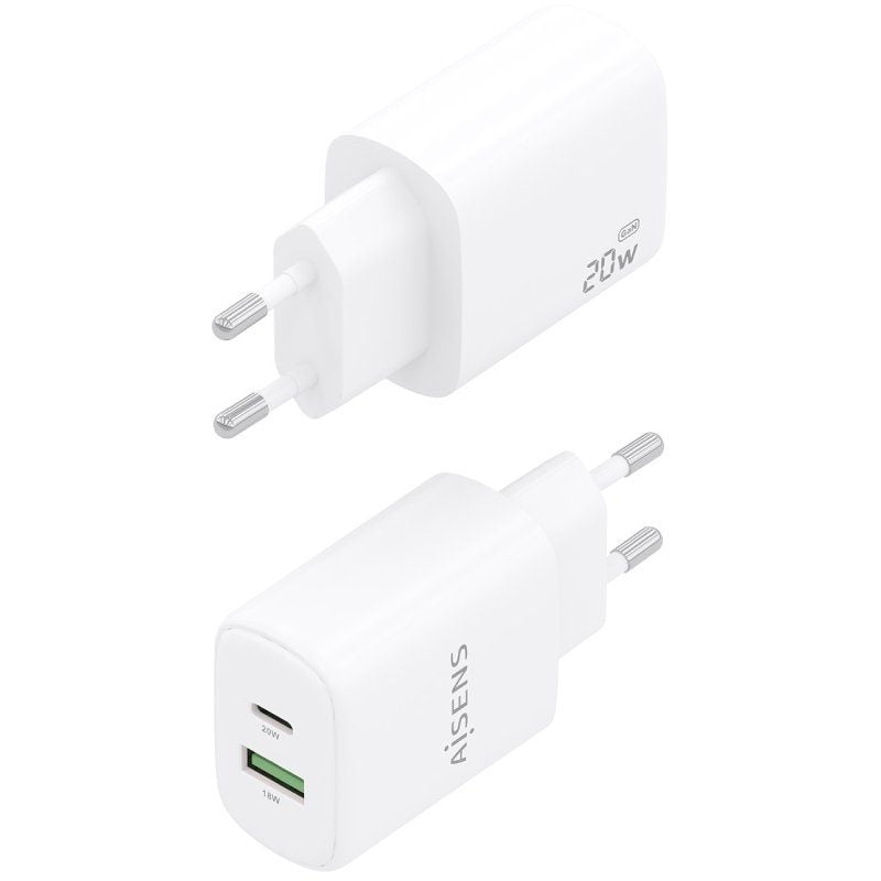 Carregador de Parede Aisens A110-0909 Gan A110-0909 / 1xusb Type-c / 1xusb / 20W / Branco