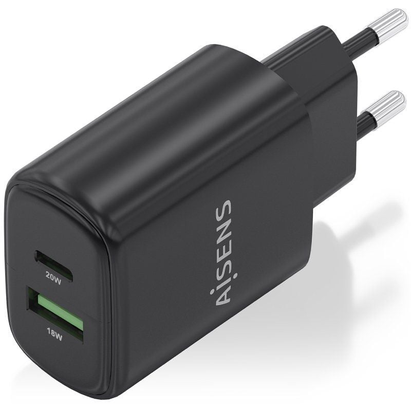 Carregador de Parede Aisens A110-0910 Gan / 1xusb Tipo C / 1xusb / 20W / Preto