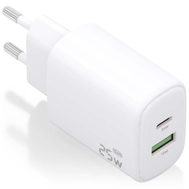 Carregador de Parede Gan Aisens A110-0911 / 1xusb Type-c / 1xusb / 25W / Branco