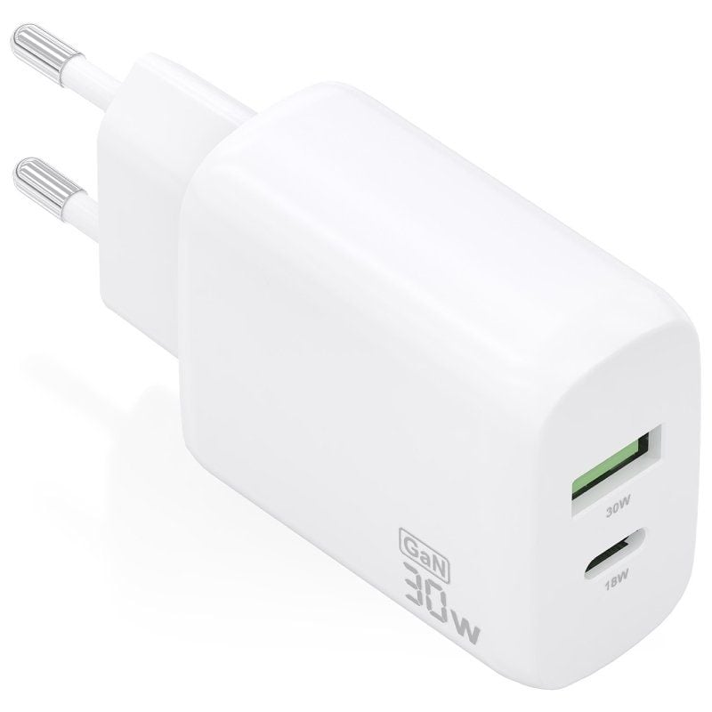 Carregador de Parede Gan Aisens A110-0923 / 1xusb Type-c / 1xusb / 30W / Branco