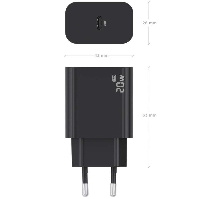 Carregador de Parede Aisens A110-0939 Gan / 1xusb Type-c / 20W / Preto