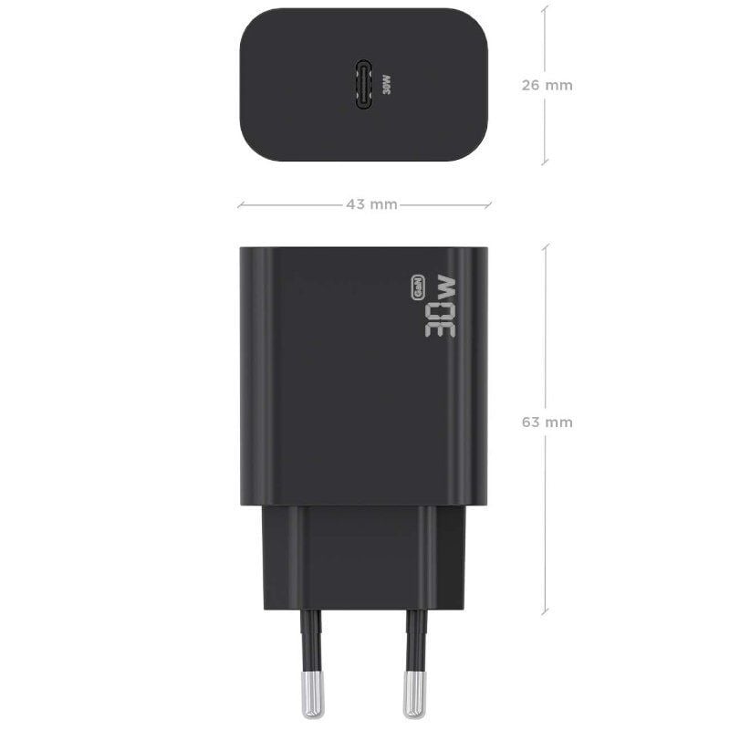 Carregador de Parede Aisens A110-0941 Gan / 1xusb Type-c / 30W / Preto