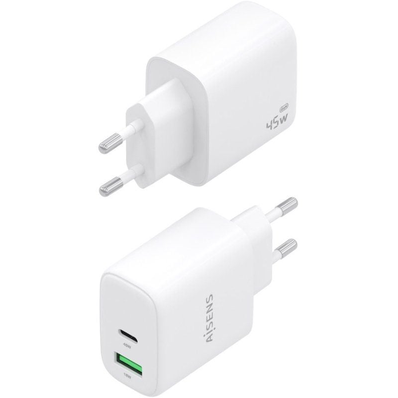 Carregador de Parede Aisens A110-0971 Gan A110-0971 / 1xusb Type-c / 1xusb / 45W / Branco