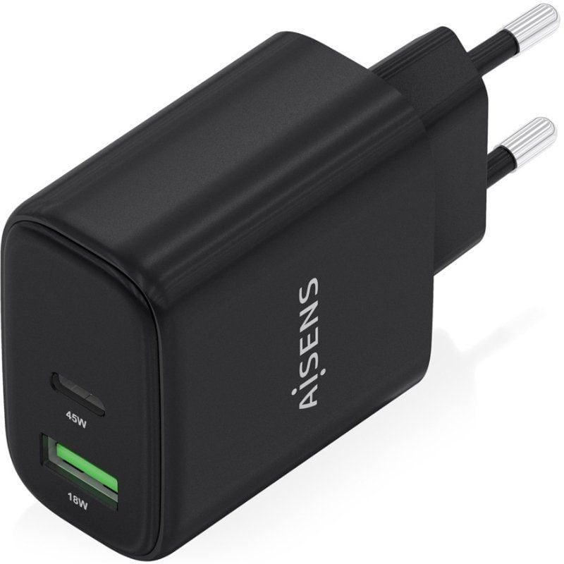 Carregador de Parede Aisens A110-0972 Gan A110-0972 / 1xusb Type-c / 1xusb / 45W / Preto