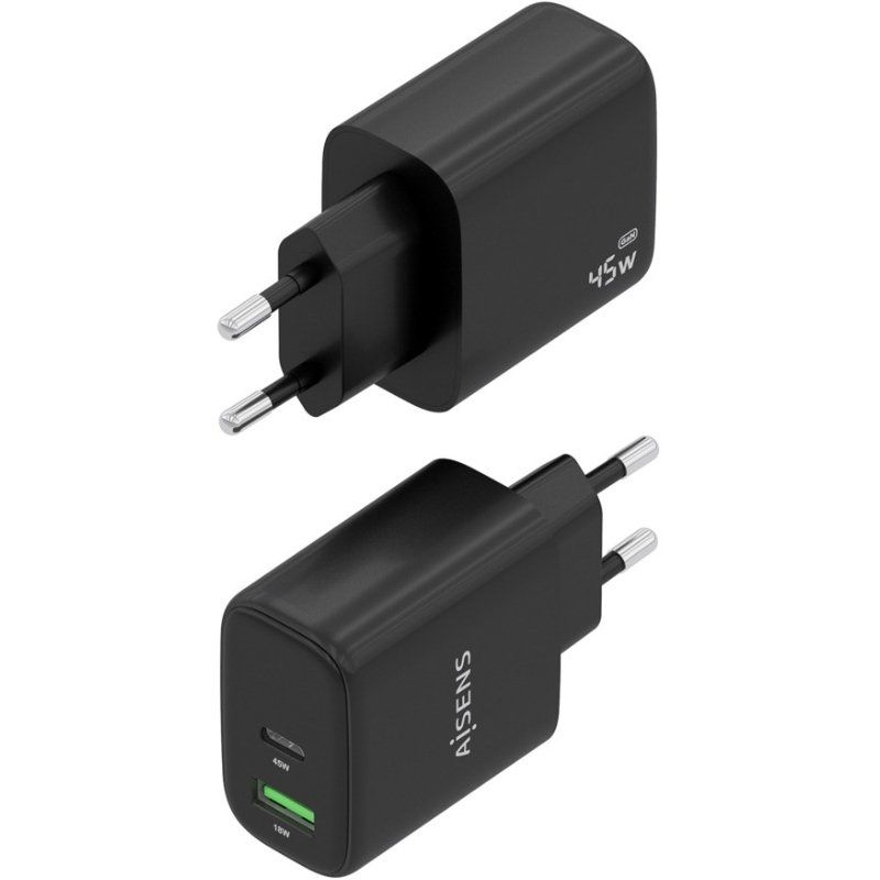 Carregador de Parede Aisens A110-0972 Gan A110-0972 / 1xusb Type-c / 1xusb / 45W / Preto