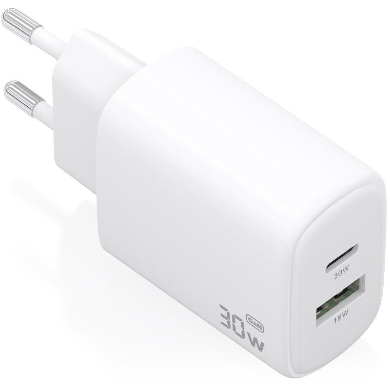 Carregador de Parede Aisens A110-0977 Gan A110-0977 / 1xusb Type-c / 1xusb / 30W / Branco