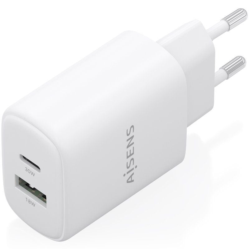 Carregador de Parede Aisens A110-0977 Gan A110-0977 / 1xusb Type-c / 1xusb / 30W / Branco