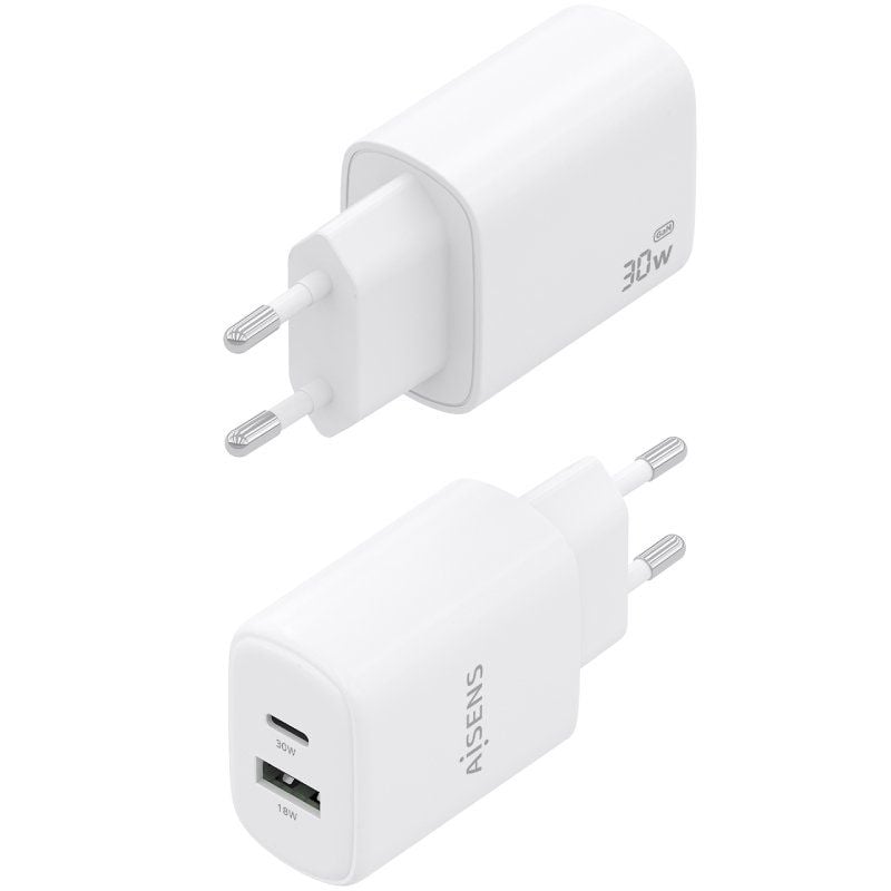 Carregador de Parede Aisens A110-0977 Gan A110-0977 / 1xusb Type-c / 1xusb / 30W / Branco