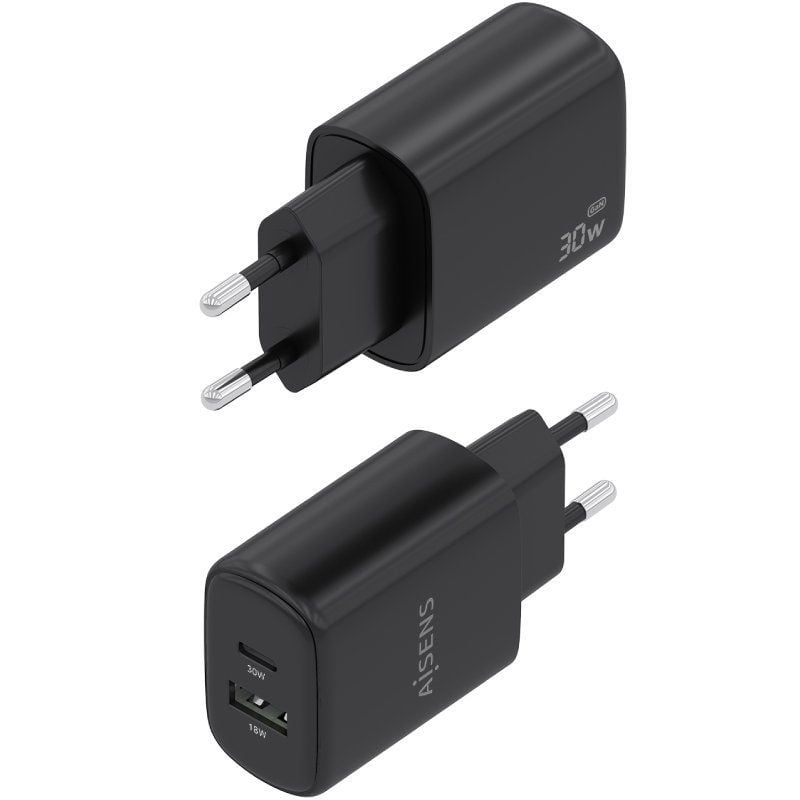 Carregador de Parede Aisens A110-0978 Gan A110-0978 / 1xusb Type-c / 1xusb / 30W / Preto