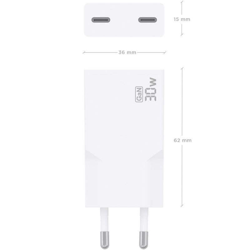 Carregador de Parede Aisens A110-1003 Gan / 2xusb Type-c / 30W / Branco