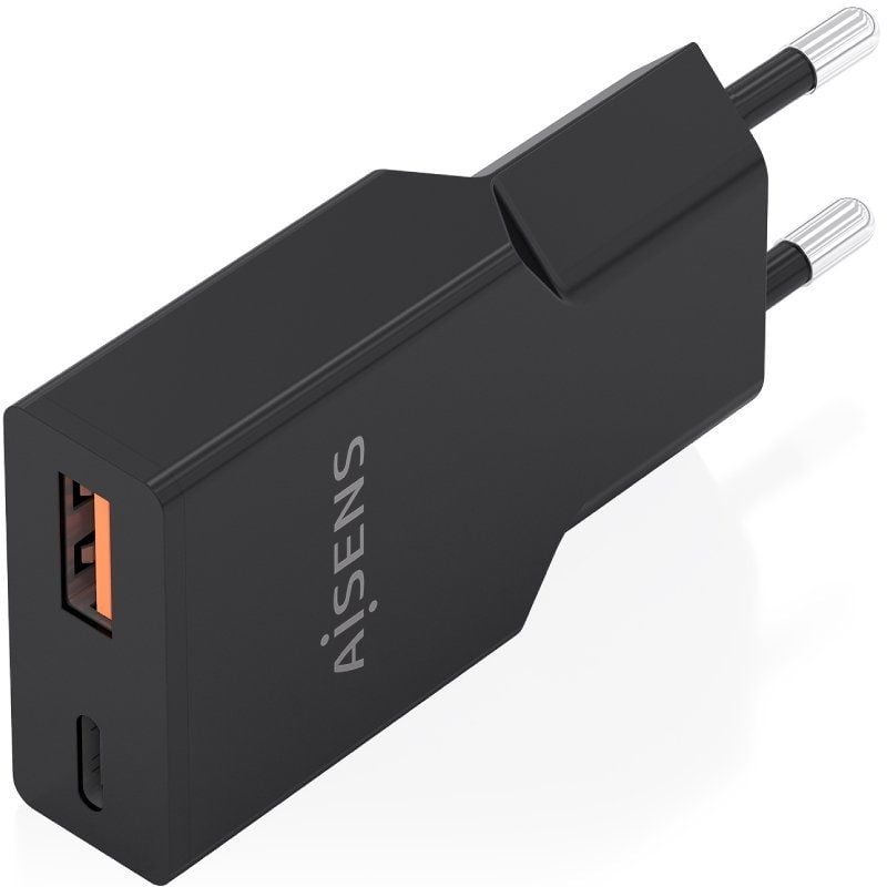 Carregador de Parede Gan Aisens A110-1005 / 1xusb Type-c / 1xusb / 30W / Preto