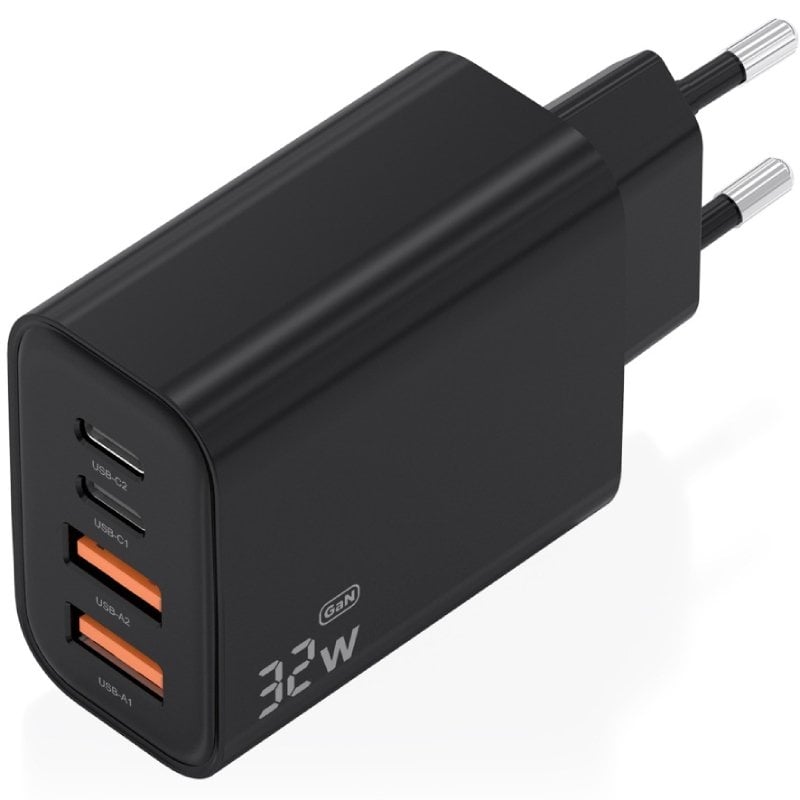 Carregador de Parede Aisens A110-1028 Gan / 2xusb Tipo C / 2xusb / 32W / Preto