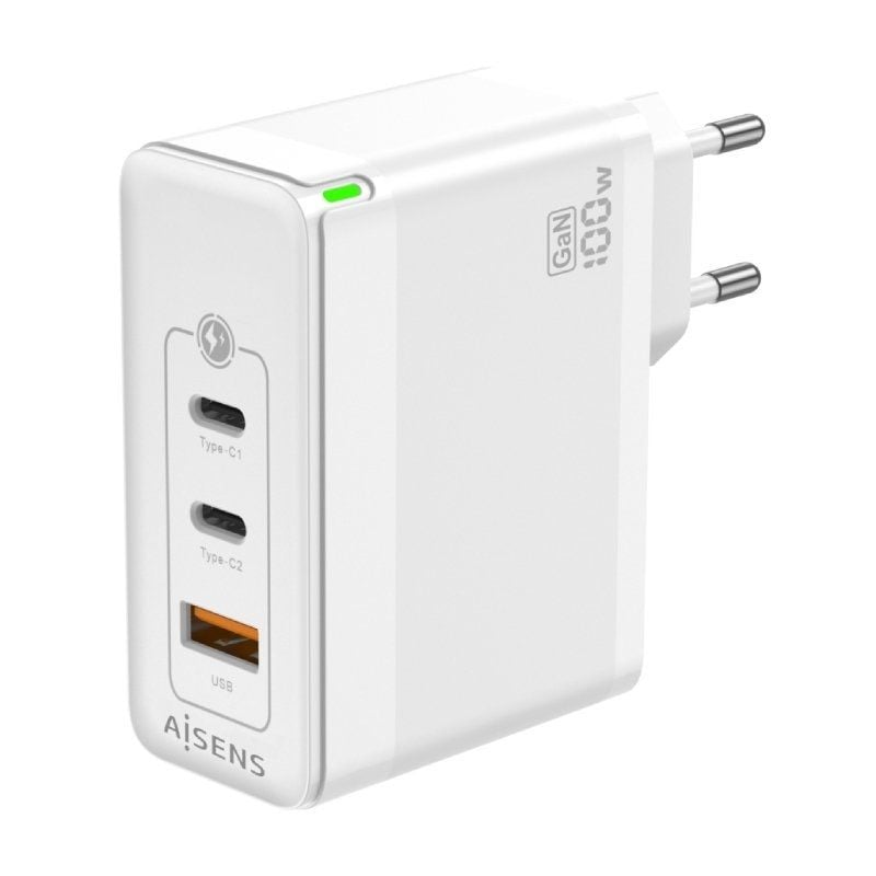Carregador de Parede Gan Aisens Asch-100w3p008-w / 2xusb Type-c / 1x USB / 100W