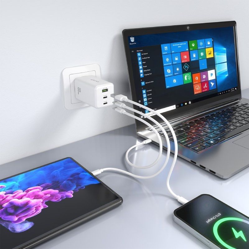 Carregador de Parede Gan Aisens Asch-100w3p051-w / 2xusb Type-c / 1xusb / 100W