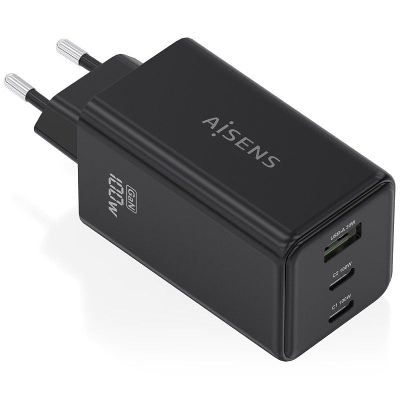 Carregador de Parede Gan Aisens Asch-100w3p052-bk / 2xusb Type-c / 1xusb / 100W