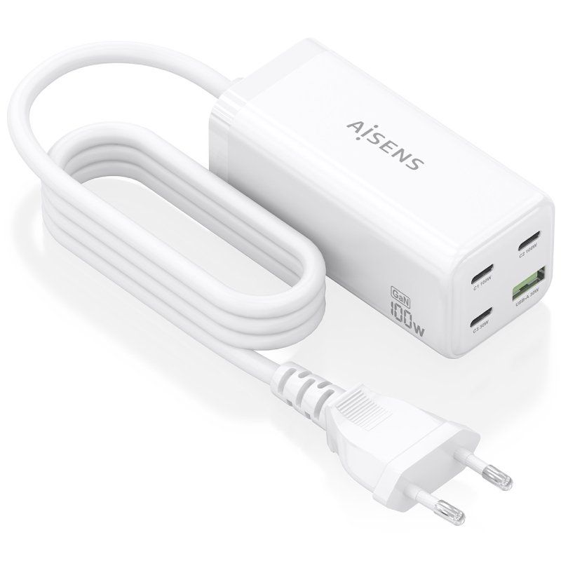 Carregador de Secretária Aisens Gan Asch-100w4p053-w / 3xusb Tipo C / 1xusb / 100W