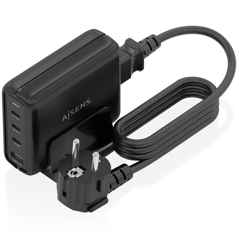 Carregador de Secretária Aisens Gan Asch-140w4p056-bk / 3xusb Tipo C / 1xusb / 140W