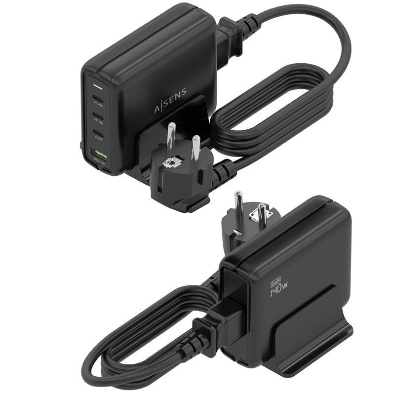 Carregador de Secretária Aisens Gan Asch-140w4p056-bk / 3xusb Tipo C / 1xusb / 140W