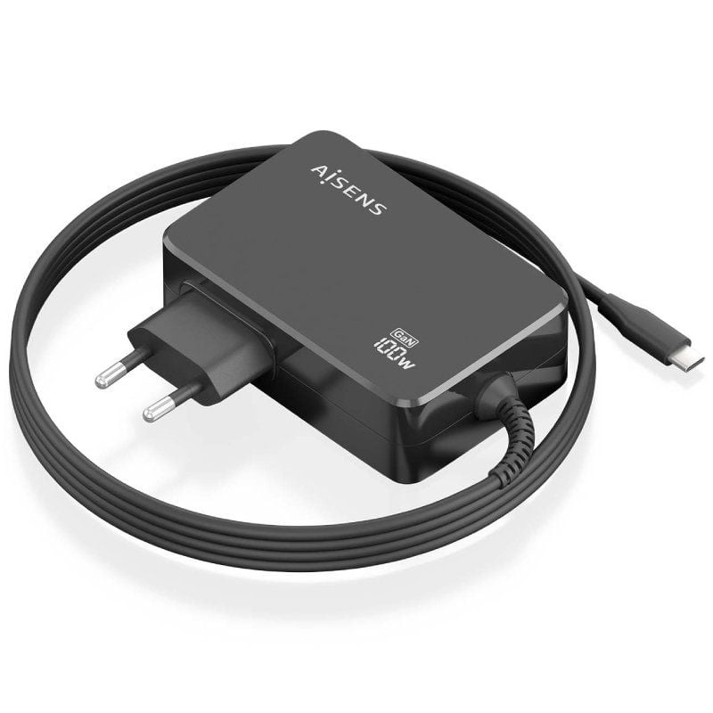 Carregador para Computador Portátil Aisens Gan Asch-1pd100wl50-bk USB Type-c / 100W / Automático /…