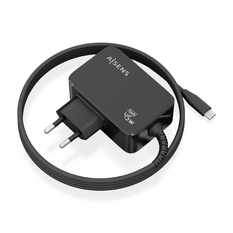 Carregador de Parede Gan Aisens Asch-1pd45wl032-bk / 1xusb Type-c + Cabo 1,8m / 45W