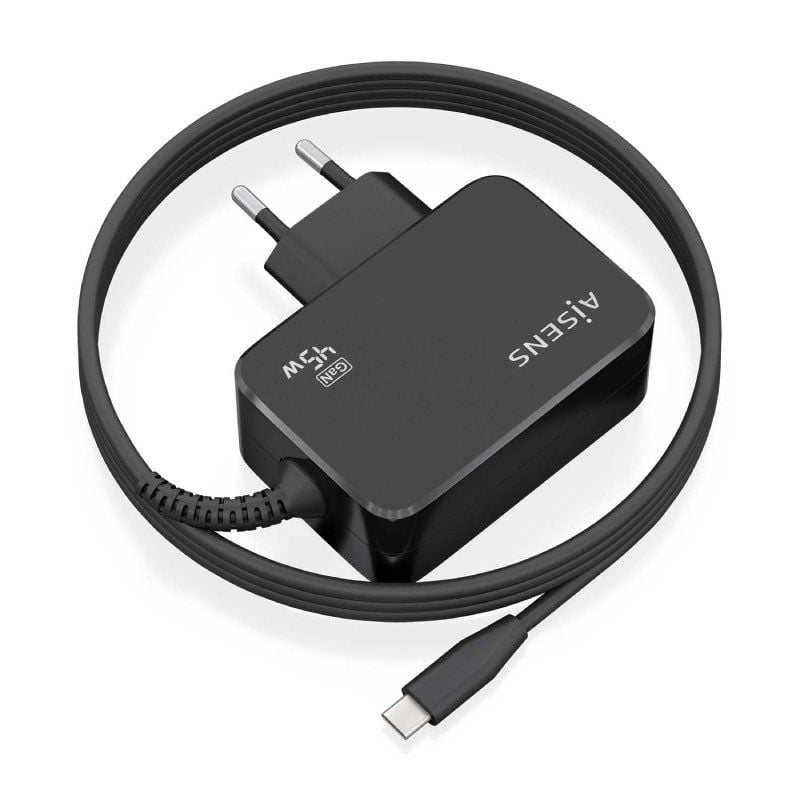 Carregador de Parede Gan Aisens Asch-1pd45wl032-bk / 1xusb Type-c + Cabo 1,8m / 45W