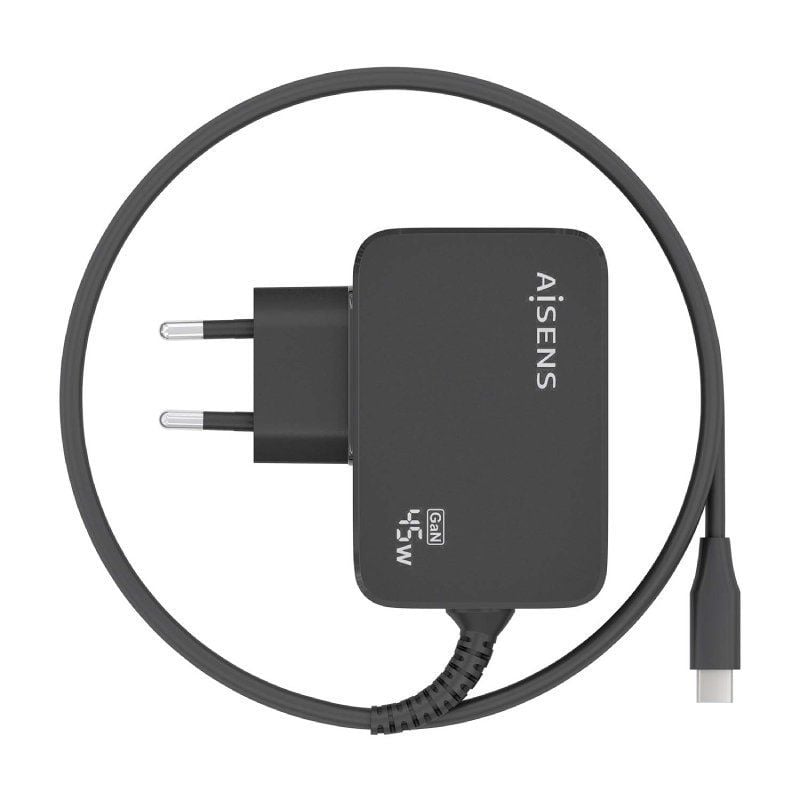 Carregador de Parede Gan Aisens Asch-1pd45wl032-bk / 1xusb Type-c + Cabo 1,8m / 45W