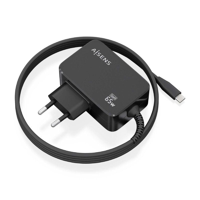 Carregador de Parede Gan Aisens Asch-1pd65wl033-bk / 1xusb Type-c + Cabo 1,8m / 65W