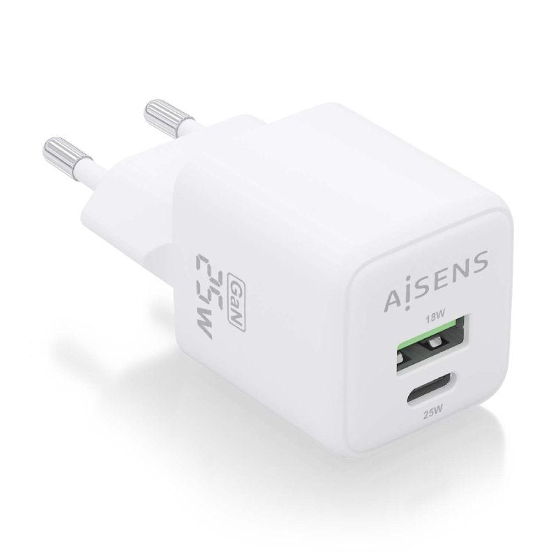 Carregador de Parede Gan Aisens Asch-25w2p014-w / 1xusb Type-c / 1xusb / 25W