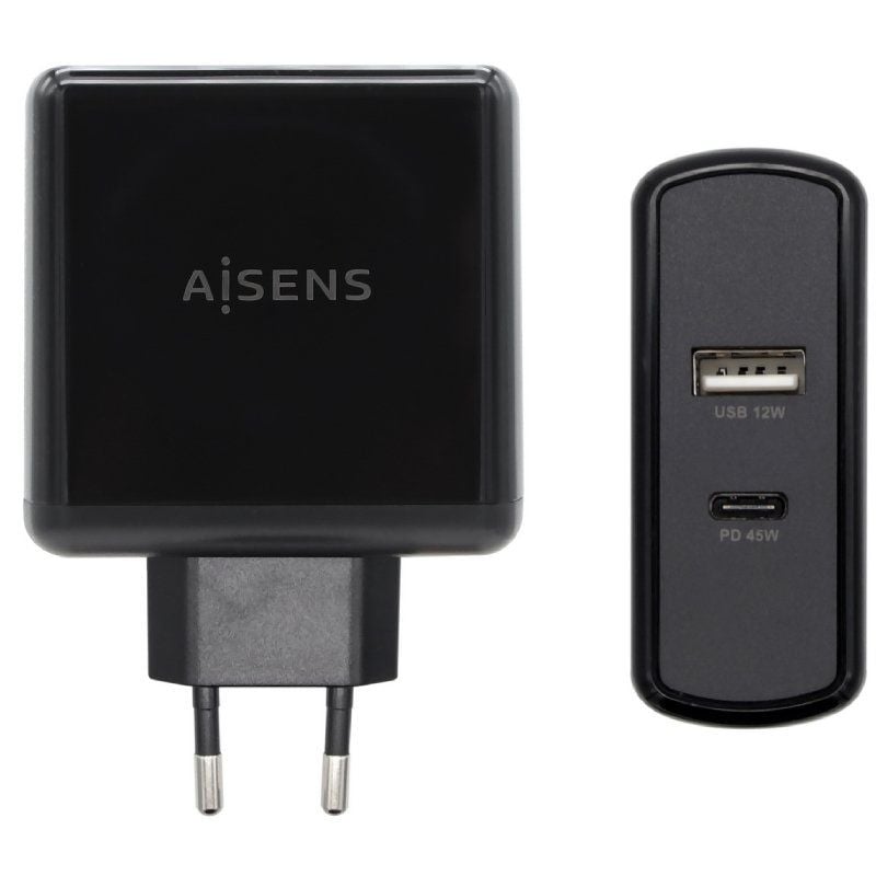 Carregador de Parede Aisens Asch-2pd45a-bk / 1xusb Type-c / 1x USB / 57W
