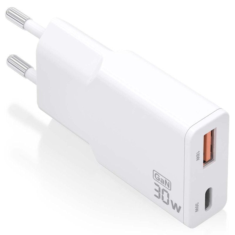 Carregador de Parede Gan Aisens Asch-30w2p046-w / 1xusb Type-c / 1xusb / 30W / Branco