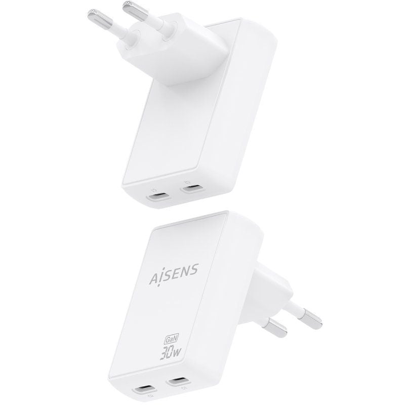 Carregador de Parede Gan Aisens Asch-30w2p075-w / 2xusb Type-c / 30W / Branco