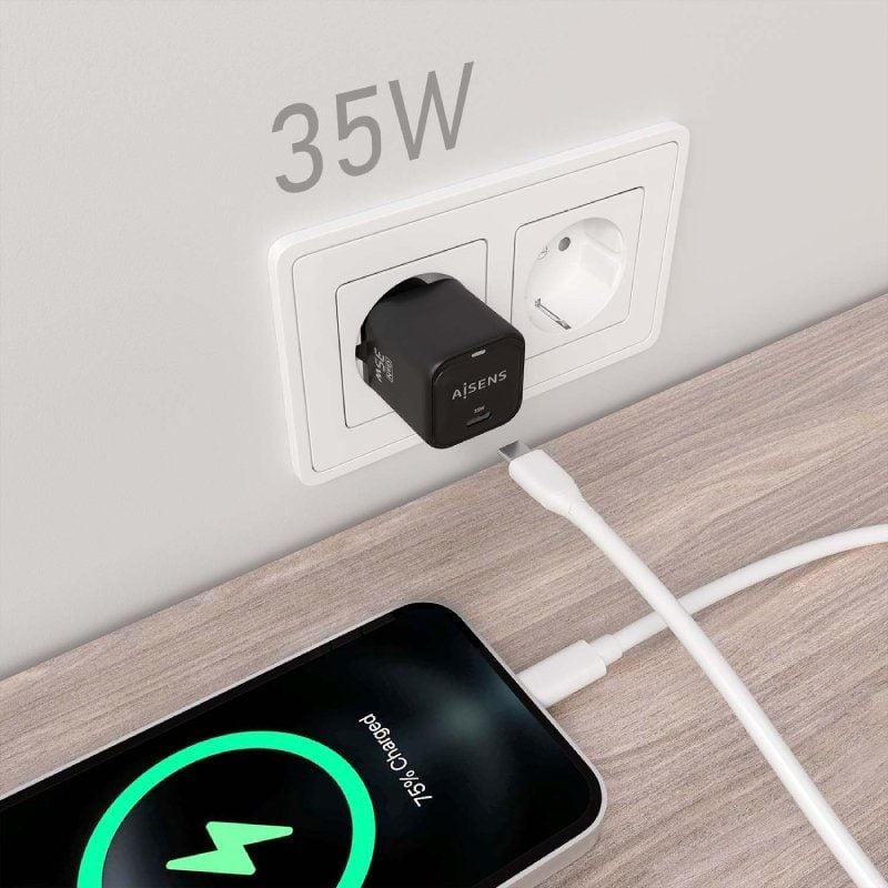 Carregador de Parede Gan Aisens Asch-35w1p023-bk / 1xusb Type-c / 35W