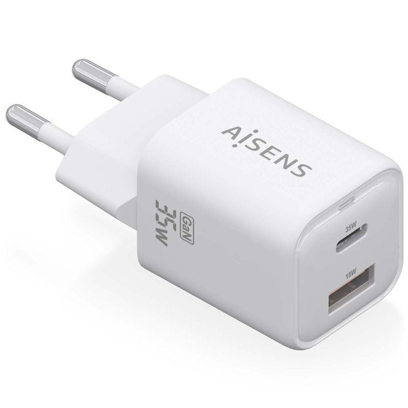 Carregador de Parede Gan Aisens Asch-35w2p024-w / 1xusb Type-c / 1xusb / 35W