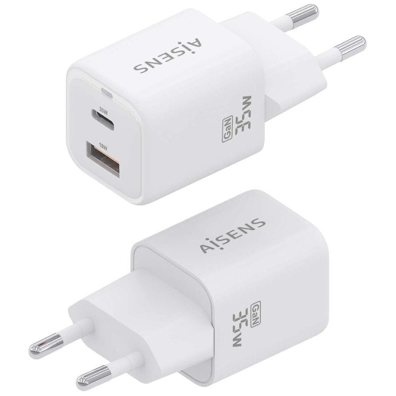 Carregador de Parede Gan Aisens Asch-35w2p024-w / 1xusb Type-c / 1xusb / 35W