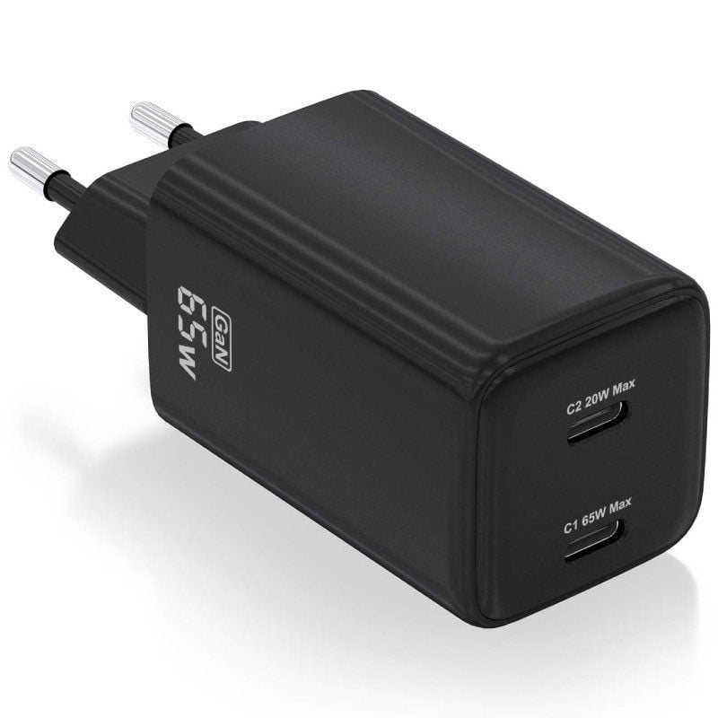 Carregador de Parede Gan Aisens Asch-65w2p040-bk / 2xusb Type-c / 65W