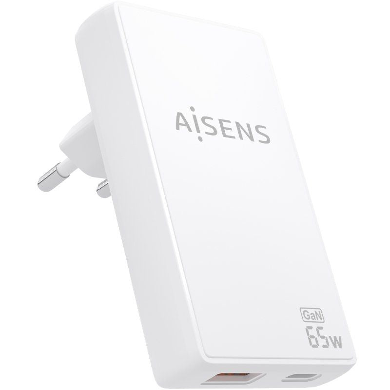 Carregador de Parede Gan Aisens Asch-65w2p076-w / 1xusb Type-c / 1xusb / 65W / Branco