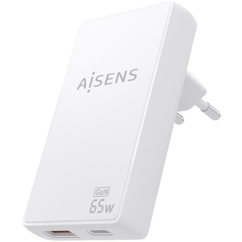 Carregador de Parede Gan Aisens Asch-65w2p076-w / 1xusb Type-c / 1xusb / 65W / Branco