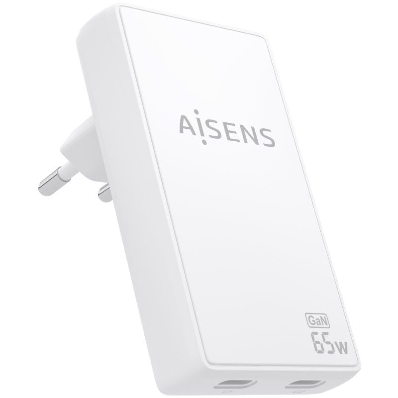 Carregador de Parede Gan Aisens Asch-65w2p077-w / 2xusb Type-c / 65W / Branco