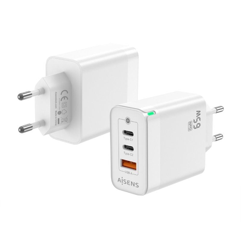 Carregador de Parede Gan Aisens Asch-65w3p007-w / 2xusb Type-c / 1x USB / 65W