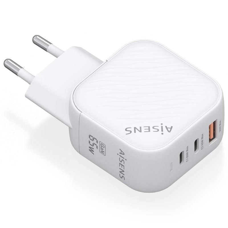 Carregador de Parede Gan Aisens Asch-65w3p026-w / 2xusb Type-c / 1xusb / 65W