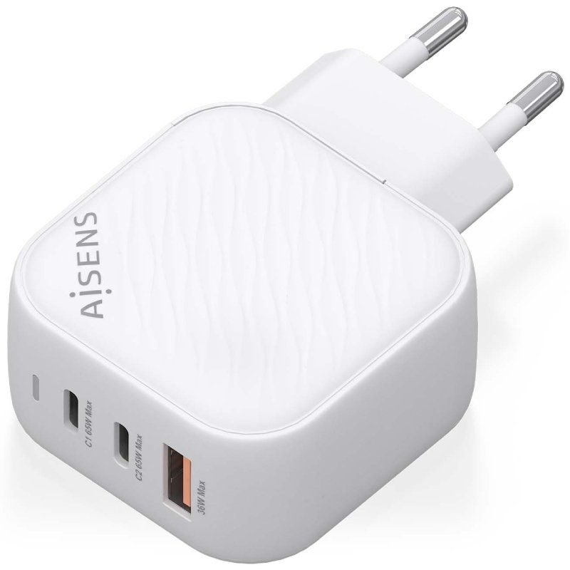 Carregador de Parede Gan Aisens Asch-65w3p026-w / 2xusb Type-c / 1xusb / 65W