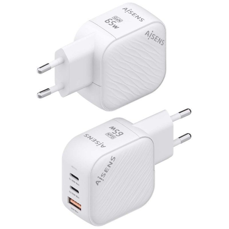 Carregador de Parede Gan Aisens Asch-65w3p026-w / 2xusb Type-c / 1xusb / 65W