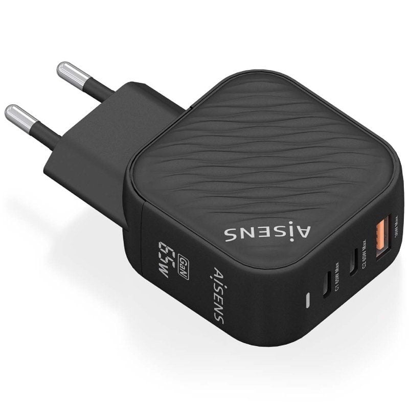 Carregador de Parede Gan Aisens Asch-65w3p027-bk / 2xusb Type-c / 1xusb / 65W